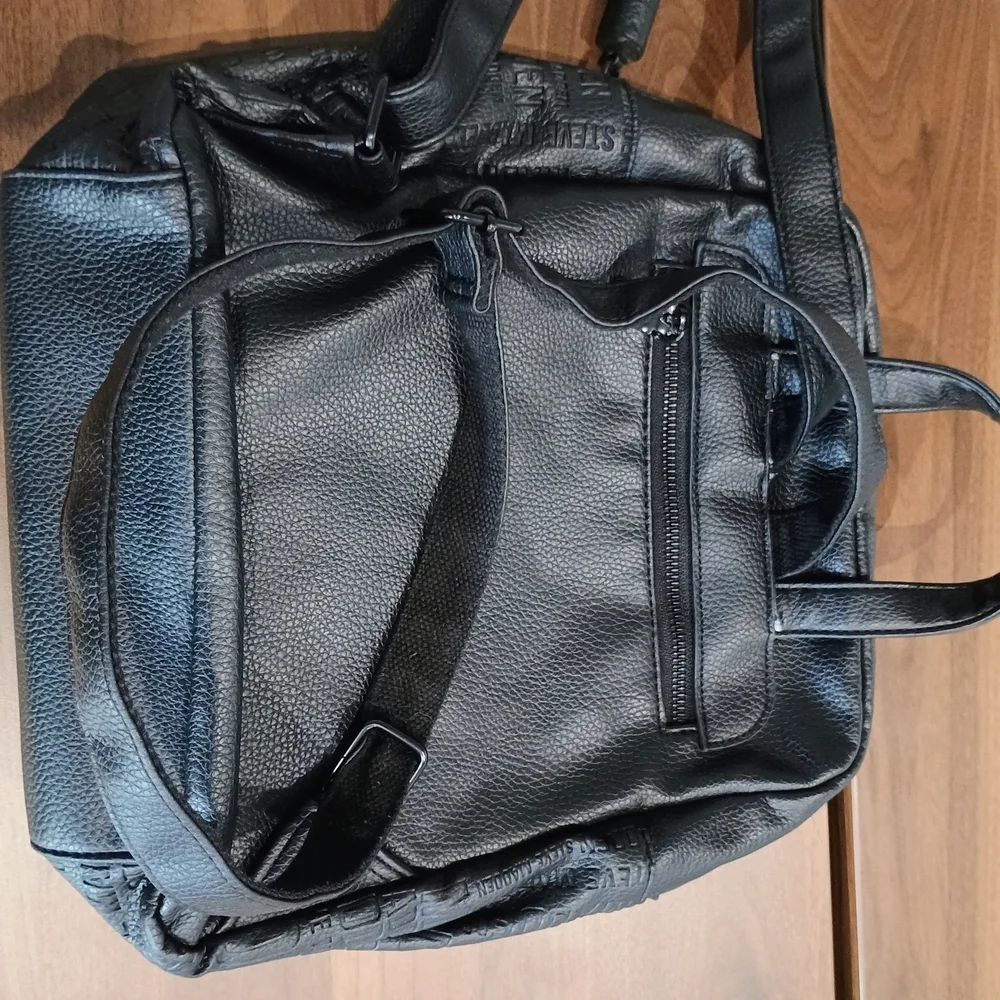 Steve Madden Black Embossed Backpack